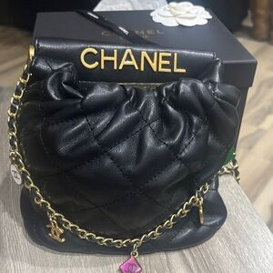 Chanel Black Quilted Mini Bag with Gold Chain